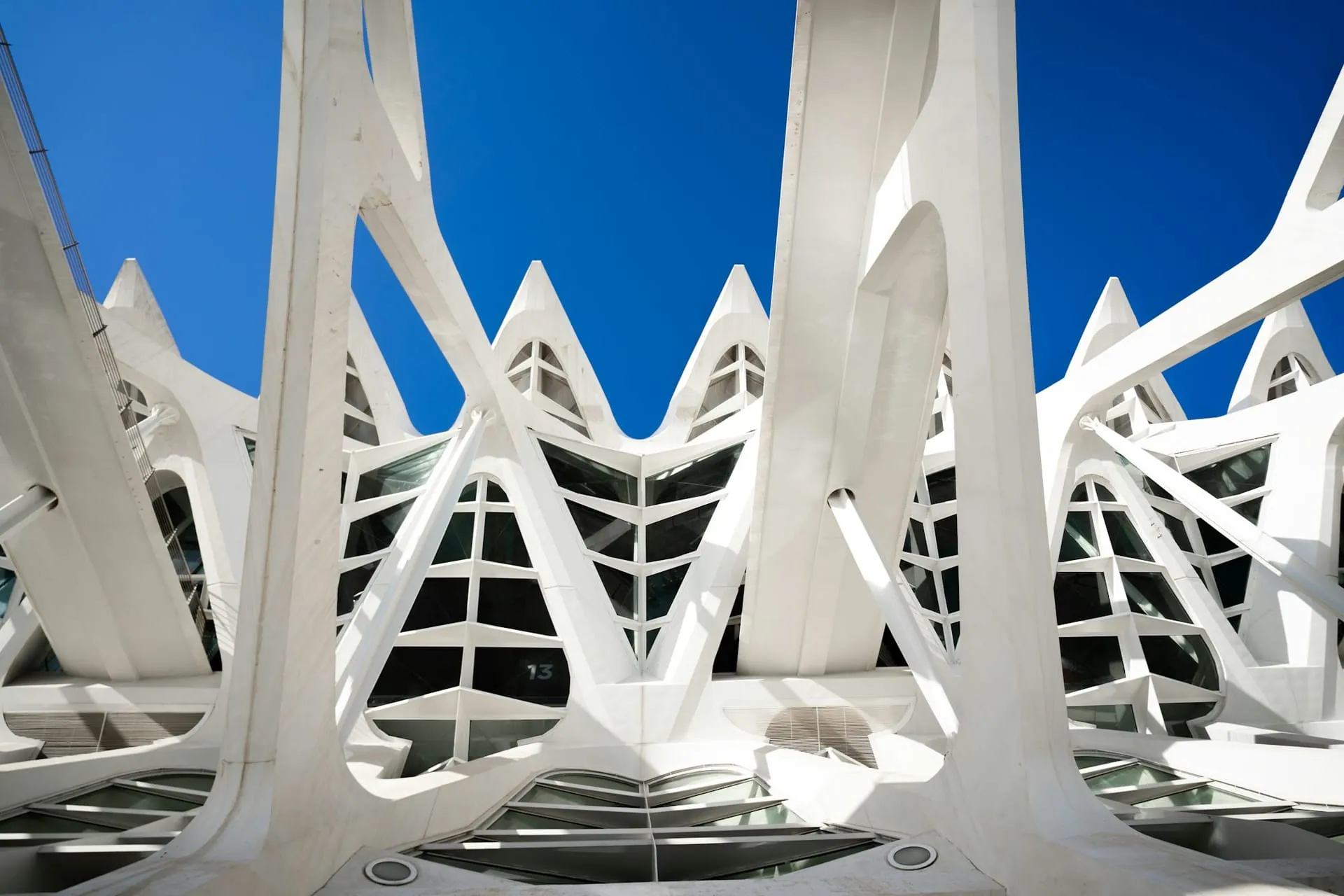 Futuristic white concrete arches calatrava